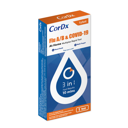 In Stock!!! CorDx TyFast Flu A/B & COVID-19 At Home Multiplex Rapid Test