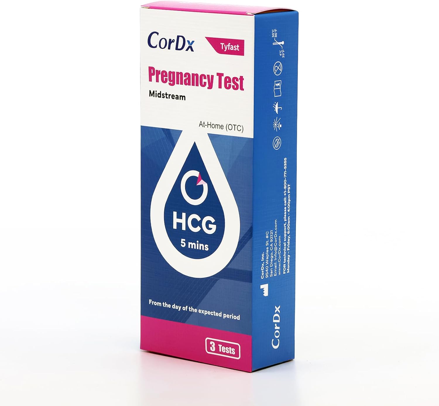 CorDx One Step hCG Pregnancy Test Midstream 3 Pack