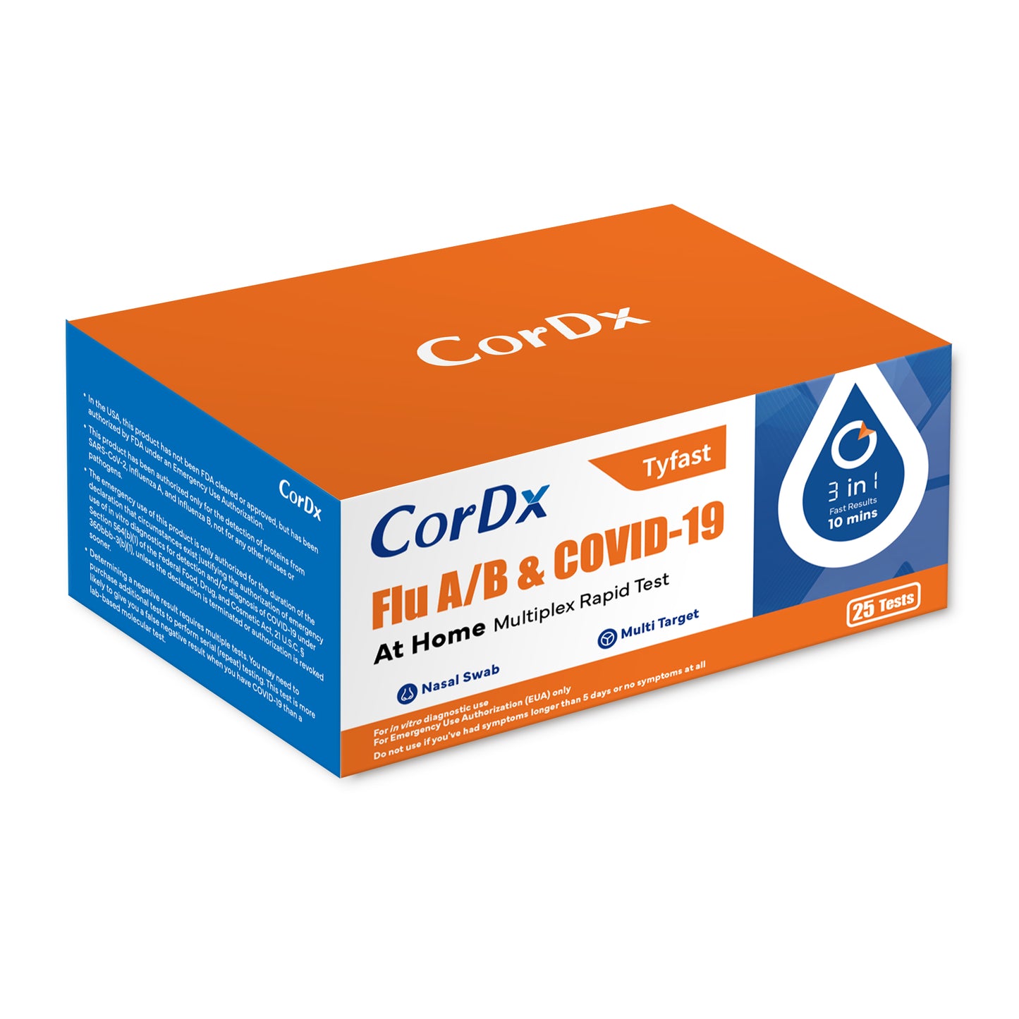 In Stock!!! CorDx TyFast Flu A/B & COVID-19 At Home Multiplex Rapid Test