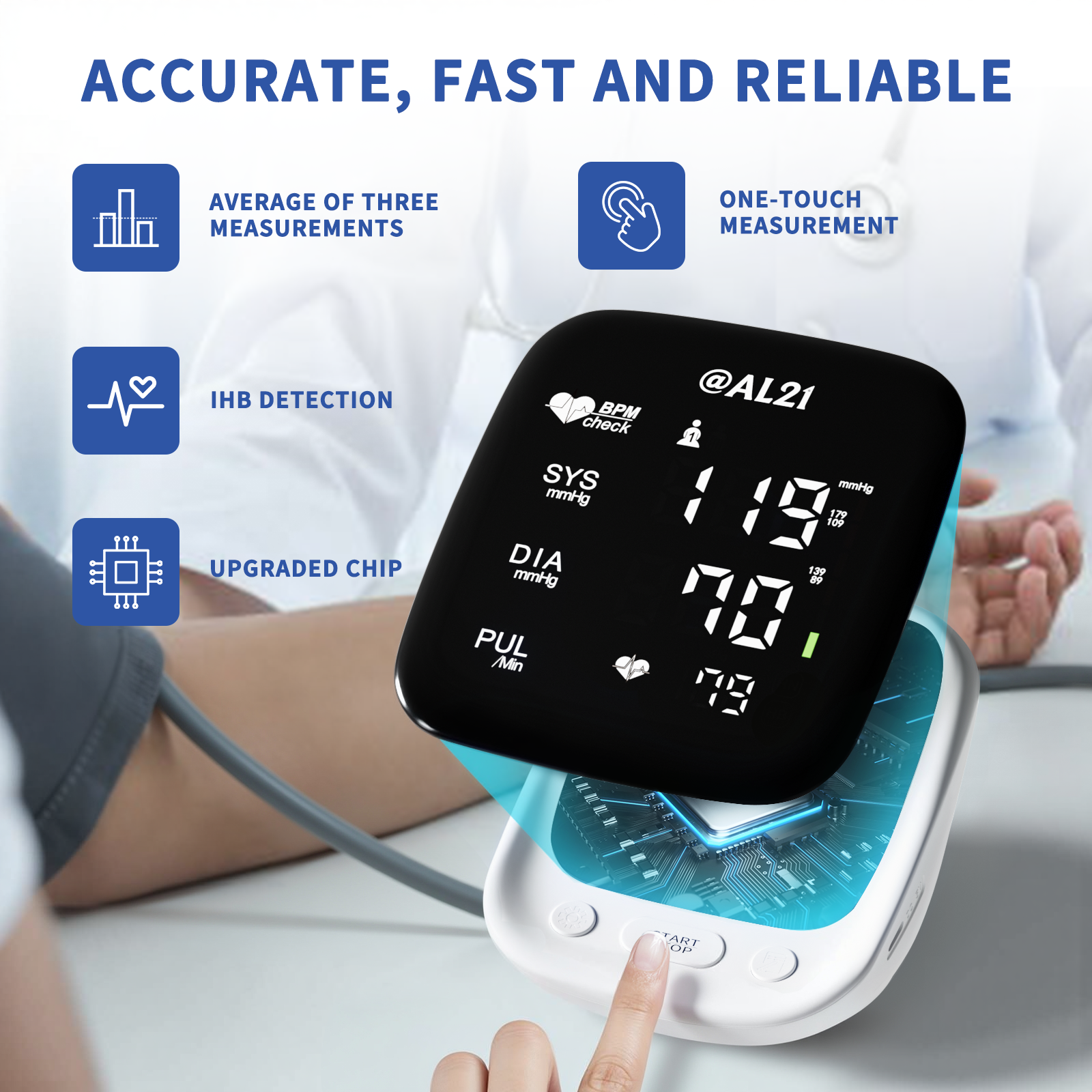 @AL21 Blood Pressure Monitor for Home Use – LED Display, Irregular Heartbeat Detection, Extra-Wide Adjustable Cuff, 2-User Memory