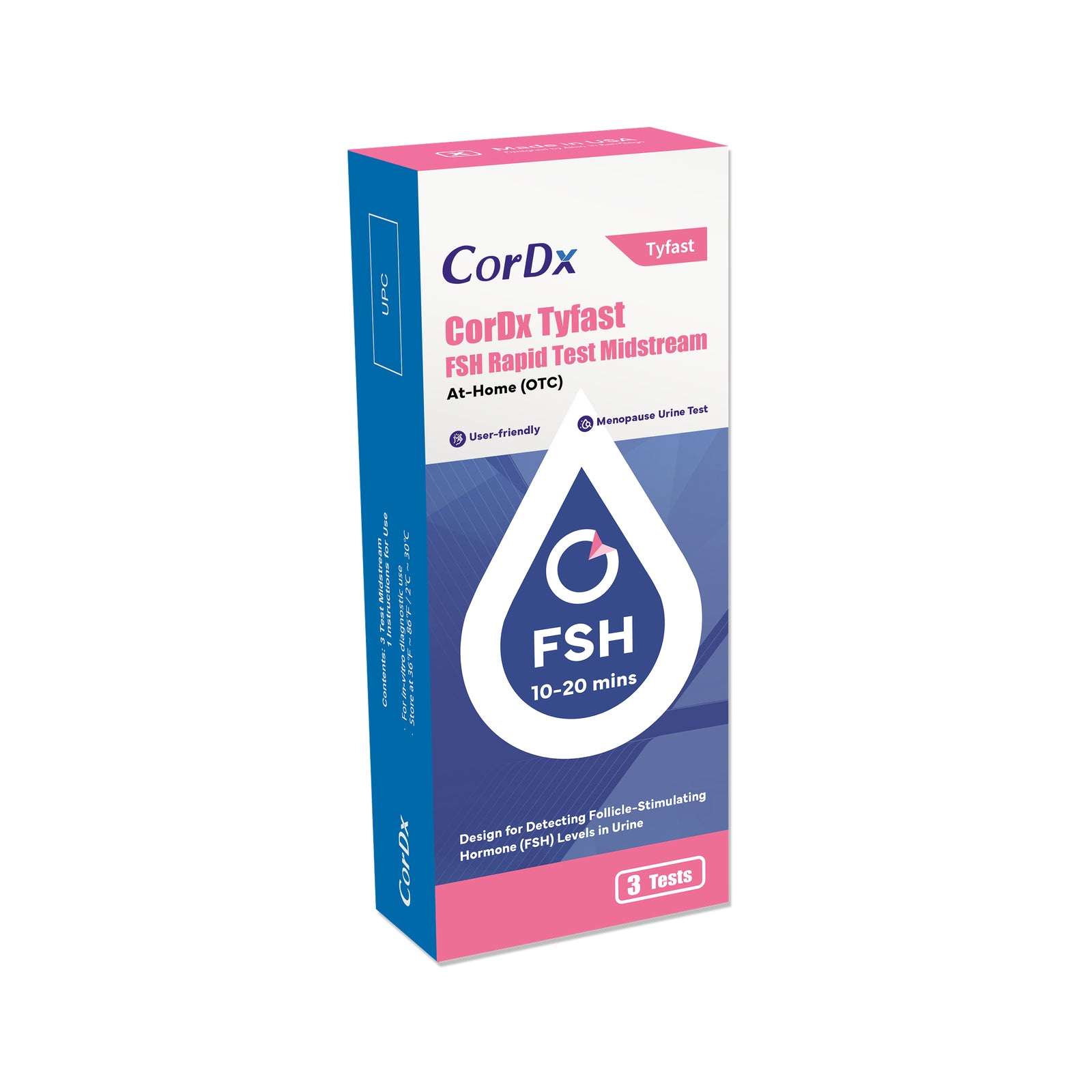 CorDx Tyfast FSH Rapid Test Midstream - 3 Tests/Box