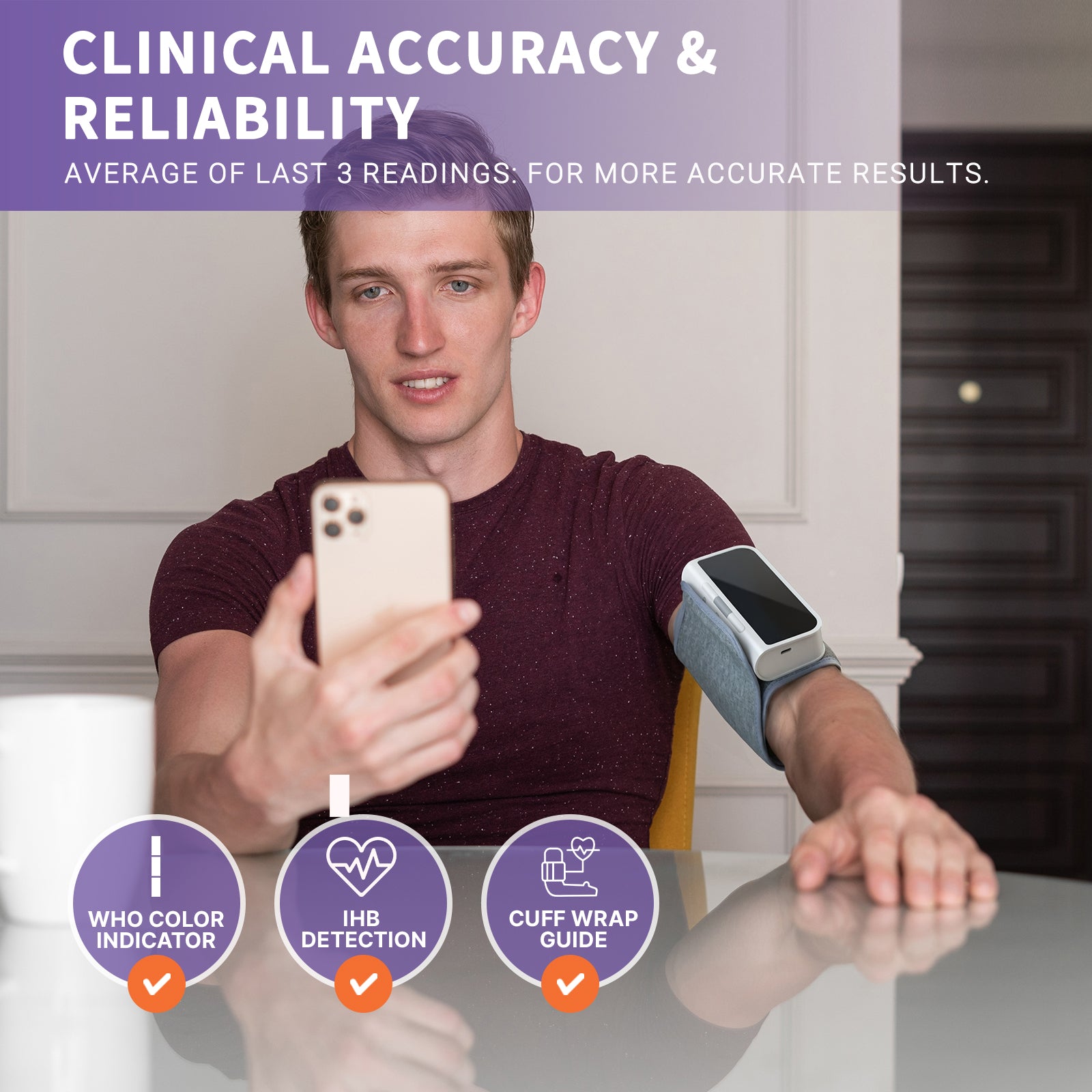 @AL21 Bluetooth Blood Pressure Monitor Upper Arm - Rechargeable Automatic BP Machine for Home Use, Accurate Digital Smart Wireless Kit with Large Cuff (8.7-16.5