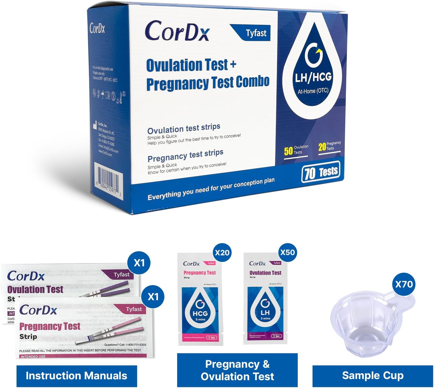 CorDx Ovulation + Early Detection Pregnancy Test Combo,70 Tests