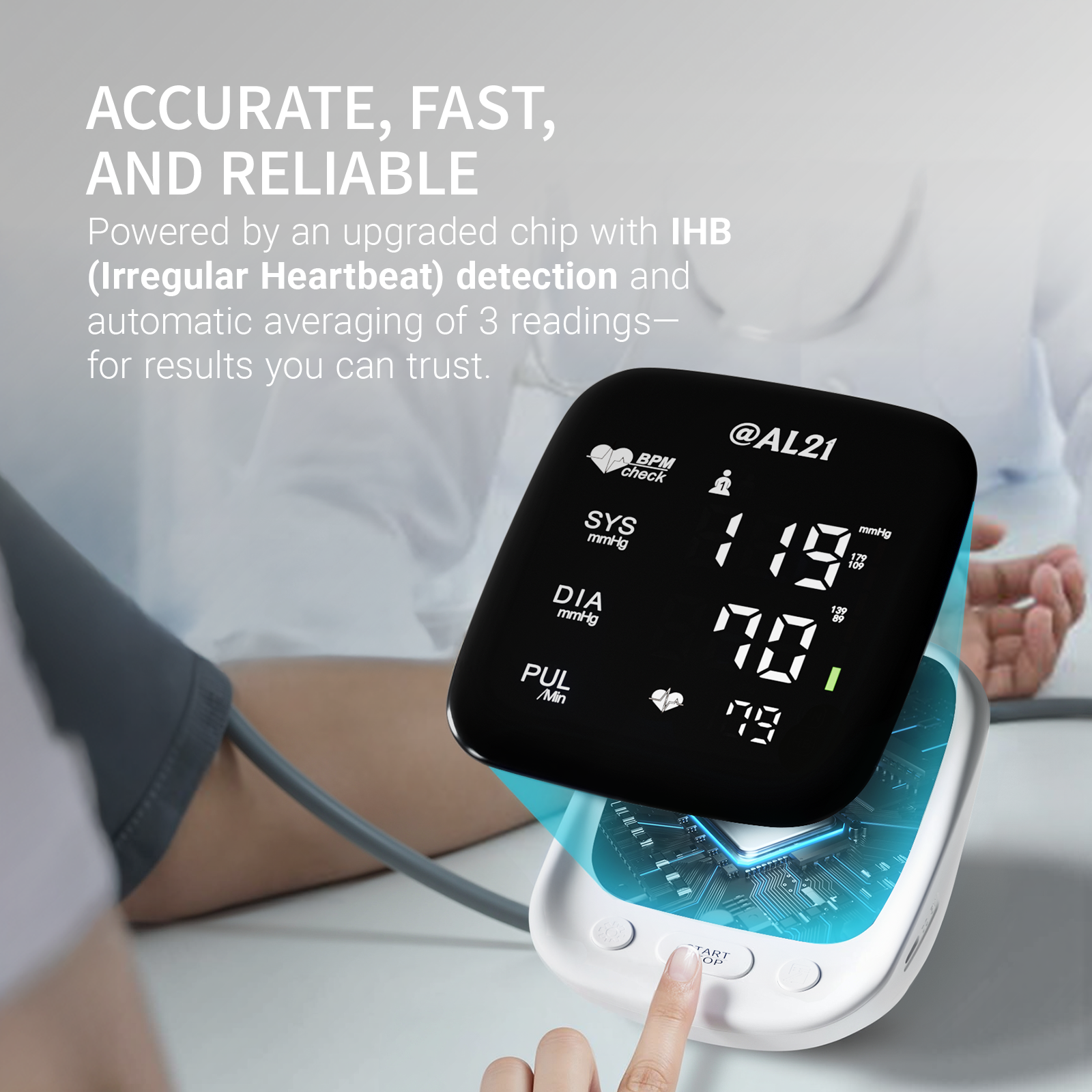 @AL21 Blood Pressure Monitor for Home Use – LED Display, Irregular Heartbeat Detection, Extra-Wide Adjustable Cuff, 2-User Memory
