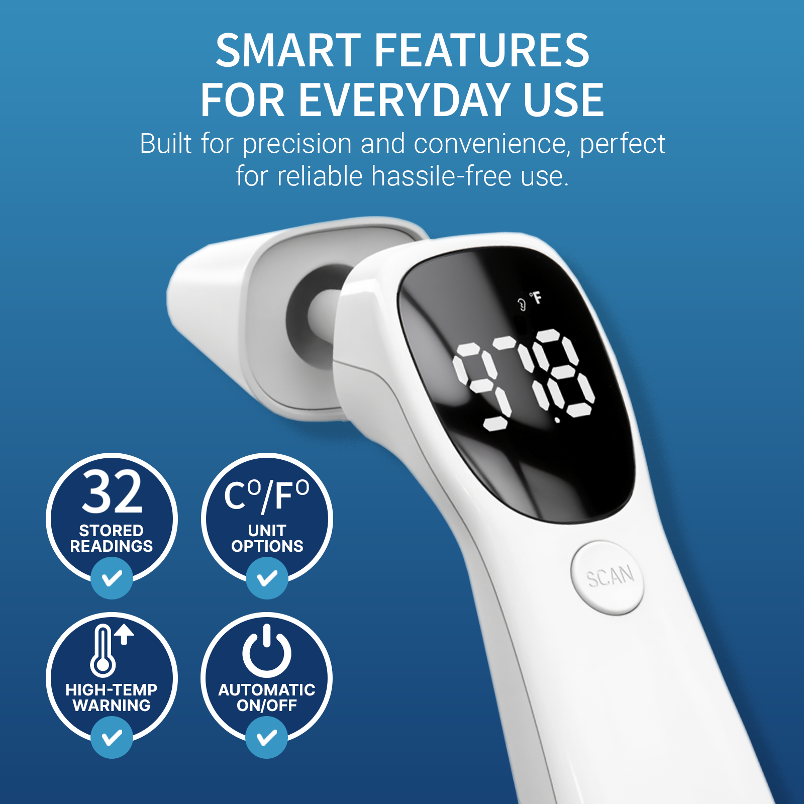 Dual Mode Thermometer for Adults, Kids, and Babies, Infrared Digital Thermometer for Forehead & Ear, Infants, FSA/HSA Eligible, No Touch with Fever Alarm and Fast Results